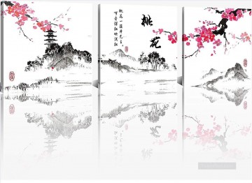 flor de ciruelo en estilo tinta paisaje chino Pinturas al óleo
